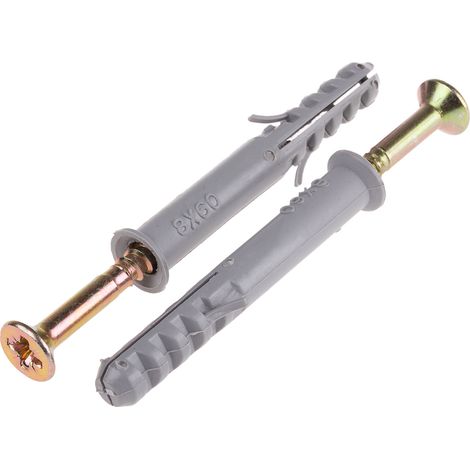 Chevilles à frapper RS PRO Nylon, diamètre des trous de fixation 8mm, longueur 60mm ( Prix pour Boîte de 20 )