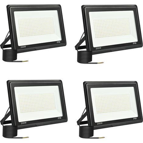4 Pièces Projecteur LED Extérieur 200W, Spot LED ExtéRieur 20000LM 6000K Blanc Froid IP66 ImperméAble Projecteur Exterieur Pour Jardin Garage Patio Grange Cour (1/5)