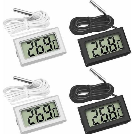 (2X Black 2X White, 46x28x15mm) Mini Digital LCD Thermometer with Temperature Probe Sensor Tester (1/5)