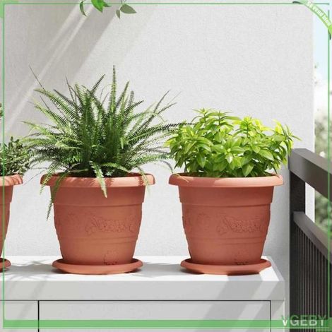 Pot à fleurs - FAFEICY - 42020279 - Rouge brique - Plastique - Pack de 6 (Ø22 x 18 cm) (1/5)