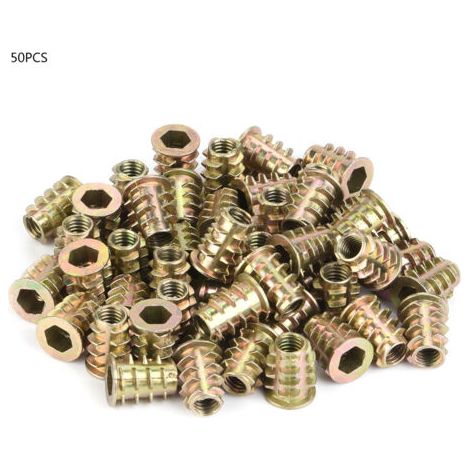 50 écrous à tête hexagonale creuse M6 en alliage de zinc pour meubles en bois (M615) (1/5)