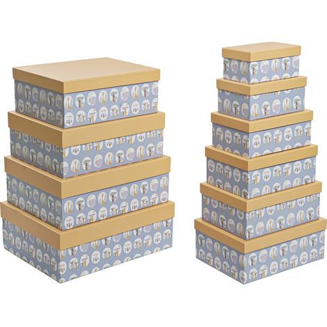DKD Home Decor Set de Boîtes de Rangement Bleu Jaune (1/3)