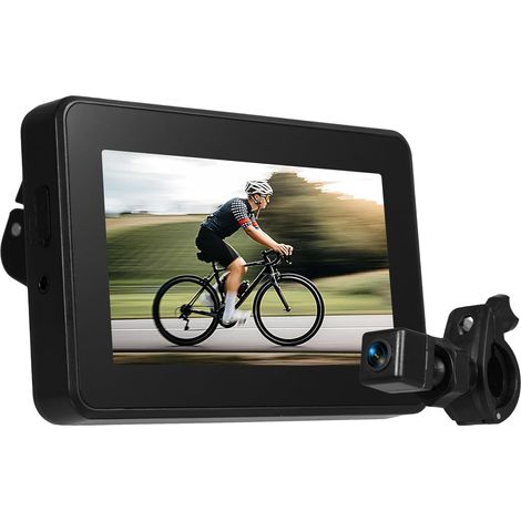 Caméra de recul pour vélo avec écran de 4,3 pouces, fonction de vision nocturne, support réglable pour un grand angle de 150 degrés, compatible avec les VTT et les vélos de route. (1/5)