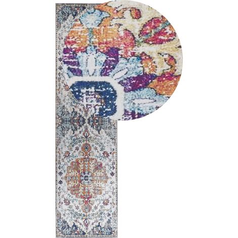 Alfombra de poliéster multicolor 80 x 300 cm aspecto envejecido vintage Enayam (1/5)
