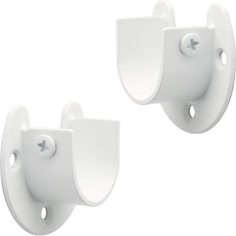 Staffa per asta appendiabiti in 2 pezzi, supporto per asta per tende, staffa a U per asta per tende, acciaio inossidabile bianco, 26 mm (1/3)