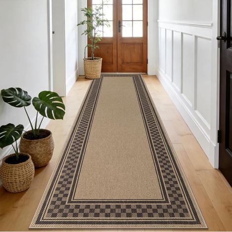 Tapis de couloir 80 x 300 cm, aspect jute tapis de cuisine antidérapant (1/5)