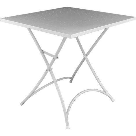 Tavolo da Giardino Pieghevole 70x70 cm in Ferro Vorghini Sirmione Avorio (1/2)
