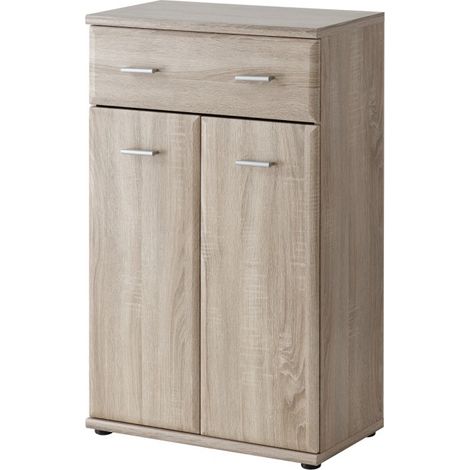 Commode avec un tiroir et deux portes ARMARIO coloris chêne sonoma 60x32x96 cm (1/4)