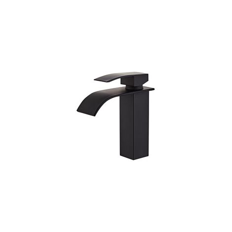 Rubinetto per bagno a cascata, rubinetto per lavabo a due vie in acciaio inox nero, rubinetto per lavabo monoforo, design moderno (1/3)