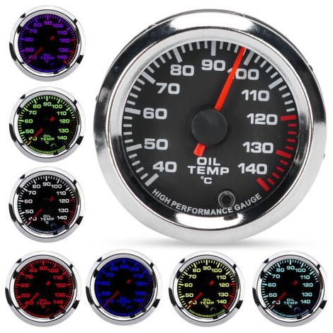 DEESSE SHOP-Jauge de Température D'huile 12V, Jauge de Température D'huile 52mm/2.0in 40-140℃ Affichage 7 Couleurs Rétro-éclairage Cadran Noir pour Voitures 12V. (1/5)