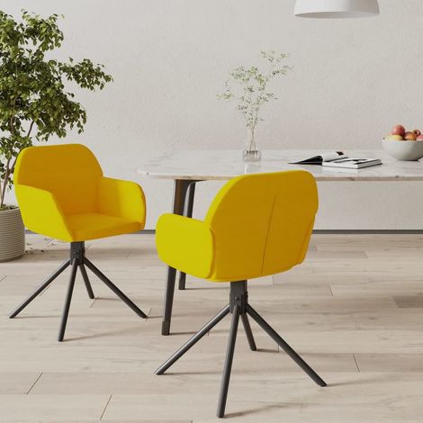 Réglez 2 chaises de salle à manger en velours avec structure de conception noire différentes couleurs Couleur : Jaune (1/5)
