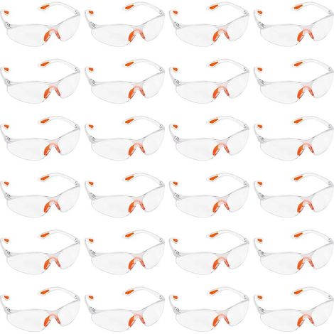 Paquete de 24 gafas de seguridad transparentes - Gafas de protección con lentes de plástico, puente nasal y puntas de las patillas de goma para mayor comodidad - Gafas de protección individual (EPI) t (1/5)