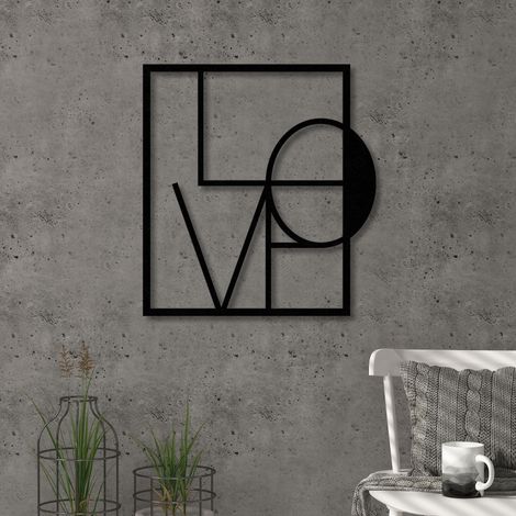 METAL WALL ART NO.5 LOVE - Black