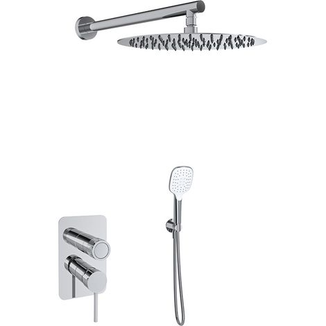Conjunto monomando empotrado para ducha 2 vías con rociador - Mamma Mia - Ramón Soler Acabado: Acero inox (1/2)