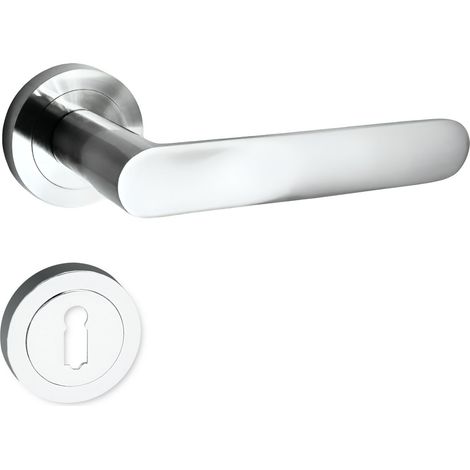 domino Türgriff Drückergarnitur BB-Buntbart Set Rund BB Rosette Türklinke für Zimmertür, Bürotür, Kellertür & Innentür Aluminium glänzendes Chrom Türdrückergarnitur OVAL-R M6 (1/5)