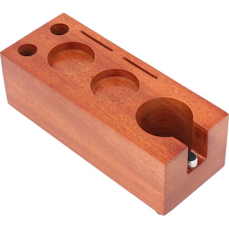 Station de tassement de café en bois 8 en 1, hauteur réglable de 51 à 54 mm, 7 compartiments, 1 tiroir, support pour tasser le café (1/5)