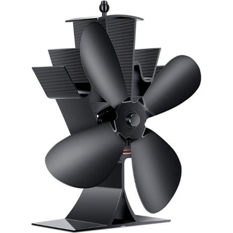 Ventilateur de poêle à 4 pales silencieux, alimenté par la chaleur, en aluminium anodisé, pour poêle à bois et cheminée. (1/5)