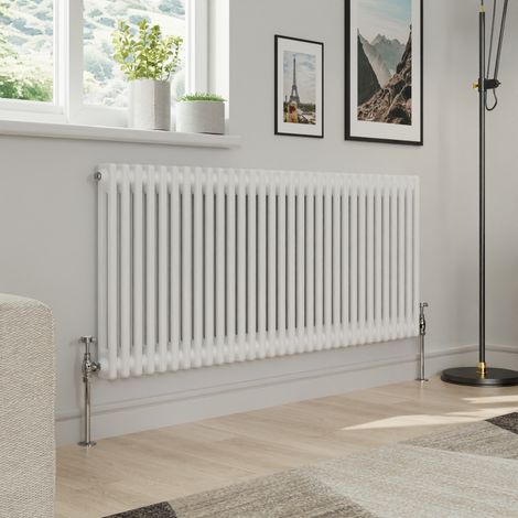 Warmehaus Traditional Double Column White Radiator Cast Iron Style Radiators 600 x 1460mm