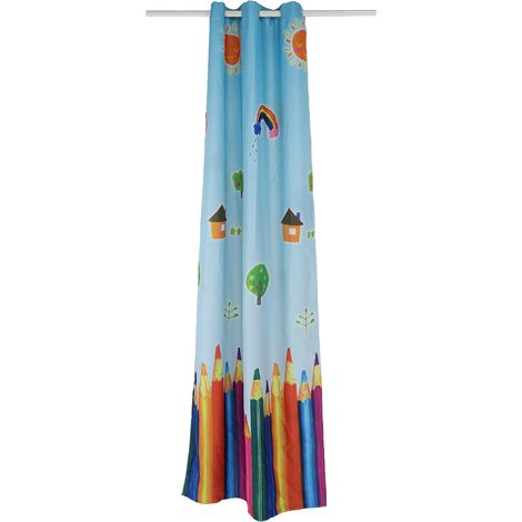 Rideaux de fenêtre à motif de crayons de dessin animé, voilages pour chambre d'enfant (1/5)