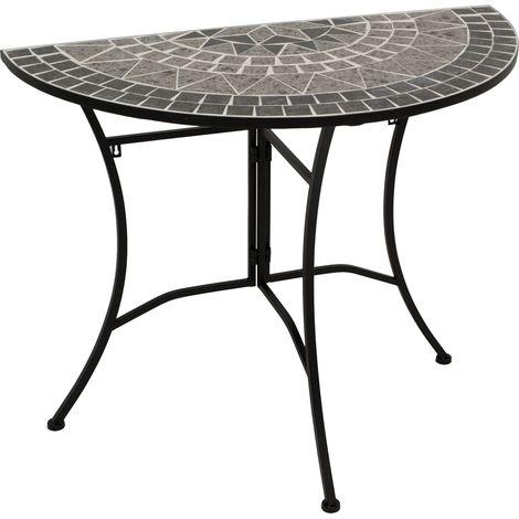 Wandtisch SIENA halbrund 90x45cm, Eisen + Mosaik grau (1/5)
