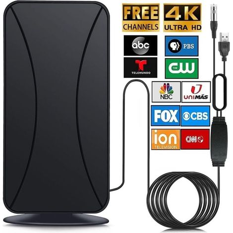 Antenne TV Intérieure Extérieure, 480 km Antenne HDTV Numérique Puissante avec Intelligente Amplificateur de Signal (1/5)