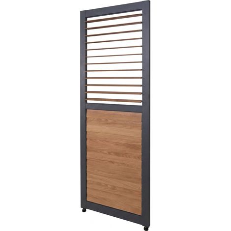 [NEUWERTIG] Lamellenwand für Pergola HHG-520, Lamellenpaneel Modul Paneel Seitenwand, Aluminium 220x68cm Holzoptik anthrazit