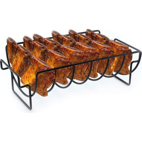 Support a ribs pour barbecue en acier inoxydable 35x20x11cm (1/4)