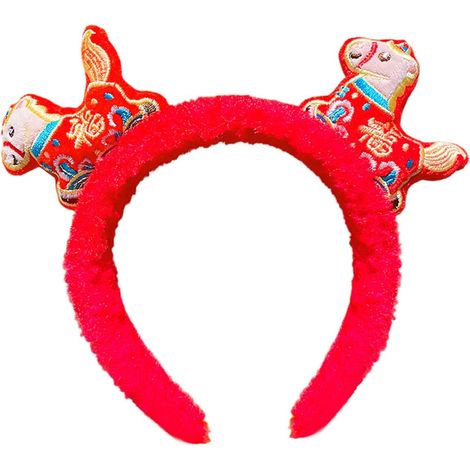 Fascia per capelli per il Capodanno cinese – Fascia per capelli dell'Anno del Cavallo, fascia per capelli per le feste – per ragazze, studentesse, partecipanti a festival, ospiti, appassionate di cosp (1/5)