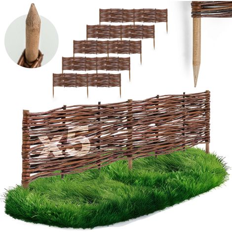 Lot de 5 Bordures Osier Bogateco Saule Naturel 120x20 cm (1/5)
