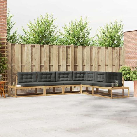 vidaXL Outdoor-Sofagarnitur 6 Stk. Weiß und Anthrazit Polyester (1/5)