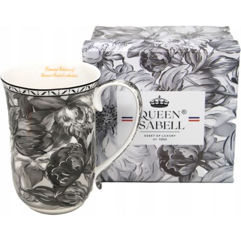 Großer Porzellanbecher (400 ml) in Geschenkverpackung, Kollektion Graue Rose (1/5)