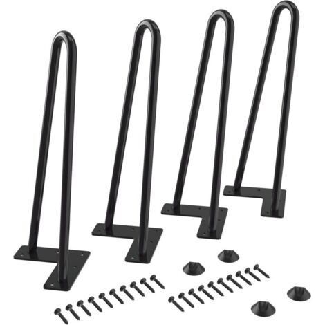 4 pièces pieds de table métalliques bas de 30 cm, pieds en forme d’épingle à cheveux de 10 mm de diamètre, idéaux pour tables, armoires, meubles de cuisine et placards (1/4)