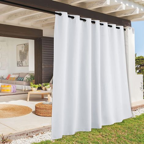Cortinas de exterior, aptas para terrazas, cenadores y patios, impermeables y gruesas (blancas, 132 x 183 cm, 1 unidad). (1/5)