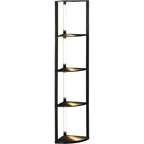 Lampada da terra LED con 4 ripiani E27 24 W nera (1/4)