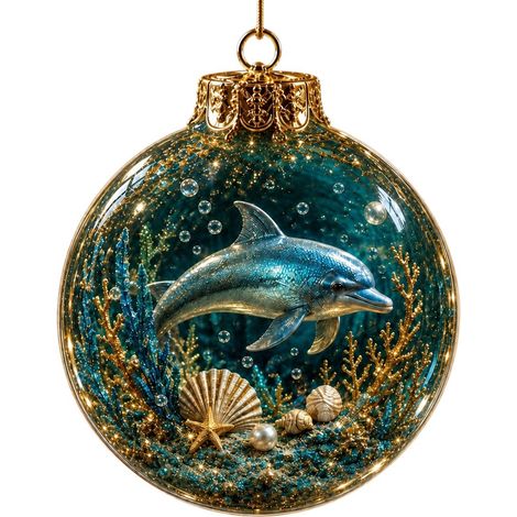 Boule de Noël lumineuse en cristal acrylique 3D, pendentif transparent style océan pour sapin de Noël et décoration intérieure (1/5)
