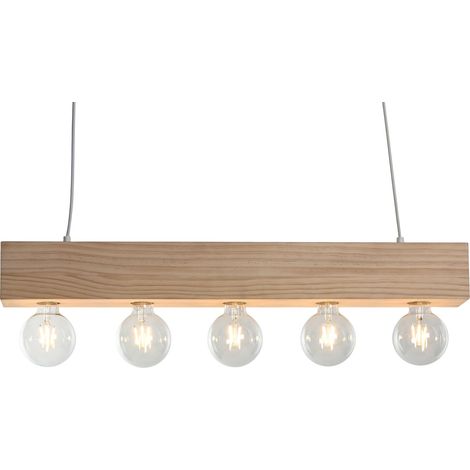 Lampara Techo Madera 80X10X30 5 Bombillas (1/5)