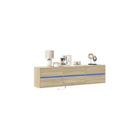 Meuble TV mural avec LED chêne sonoma 180x31x45 (1/5)