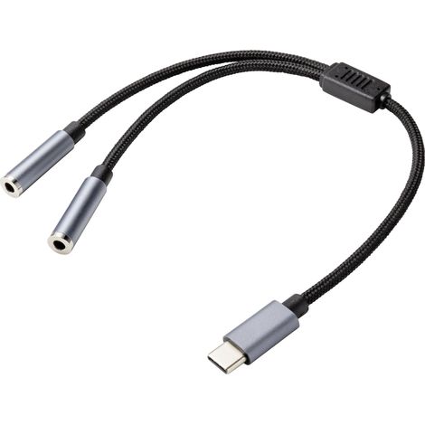 Renkforce audio Câble adaptateur [1x USB 2.0 type C mâle - 2x Jack femelle 3.5 mm contact or] RF-4613086 90.00 cm gaine en PVC Y783122 (1/4)
