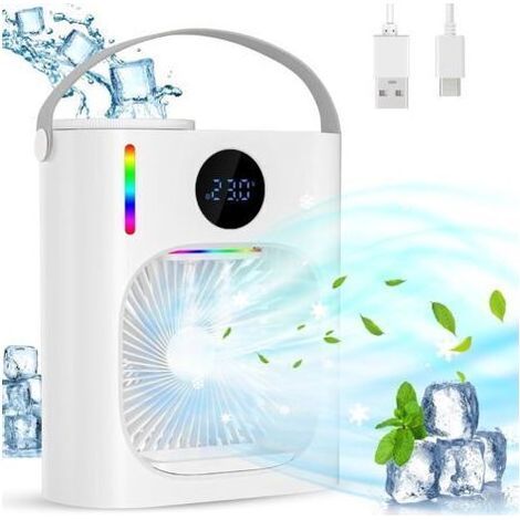 Tragbare Klimaanlage, leise 900-ml-Klimaanlage, 4-in-1-Luftkühler, USB-Mini-Klimaanlage mit Ventilator, 3 Geschwindigkeitsstufen, 2 Nebelmodi, Mini-Klimaanlage fürs Schlafzimmer (1/4)