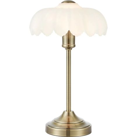 Lampe de table verre opale blanc laiton antique e27 h42 cm - markslojd kurage 224314391 224314391 224314391 224314391 224314391 (1/3)