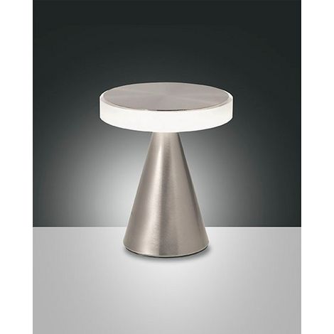 Lampe de table LED Fabas, lumière neutre 8 W 750 lm 3000 K, structure en métal et méthacrylate avec commande tactile, nickel satiné - Fabas Luce