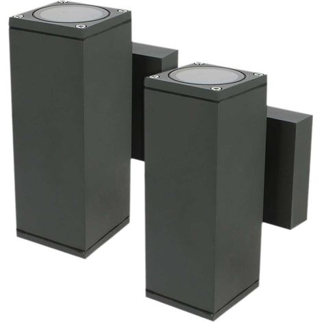Set di 2 applique VENICE quadrato Antracite esterno biemissione GU10 IP54
