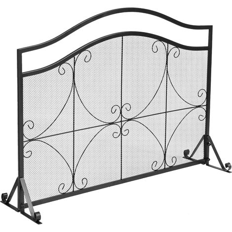 GOPLUS écran de Cheminée pour Isolation des étincelles et Cendres, Pare-Feu de Cheminée, Panneau Protection Cheminée Décoratif, pour Salon, Chambre, 113 x 34 x 84 cm, Noir (1/5)
