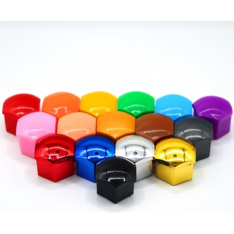 Tapones de tuercas de rueda rojos metalizados 17 mm, 20 piezas + clip (1/5)