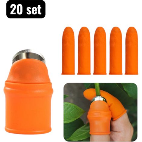 Lot de 20 gants de protection pour la récolte et la cuisine avec protège doigts anti coupure pour légumes et herbes aromatiques orange (1/4)
