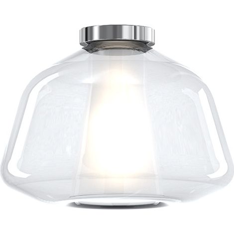 Plafoniera Contemporanea Double Skin Alpha Metallo Cromo Vetro Trasp. 1 Luce E27