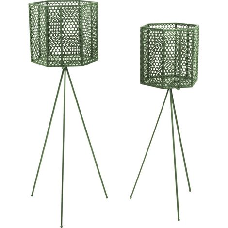 Ensemble de 2 cache-pots sur pieds en métal MESH