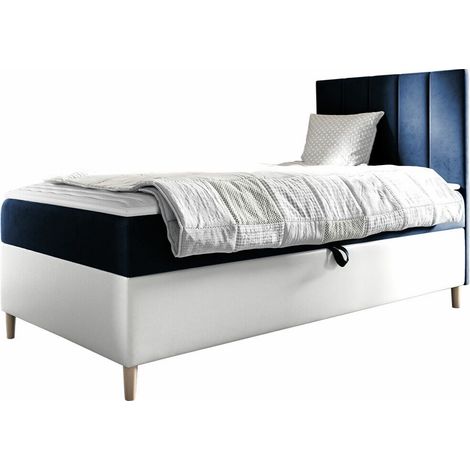 Lit boxspring Lucus VI, Soft 017 + Fresh 11, Continental, Unique, 80x200, Tissu, Faux cuir, Disponible, 82x208x115cm (1/5)