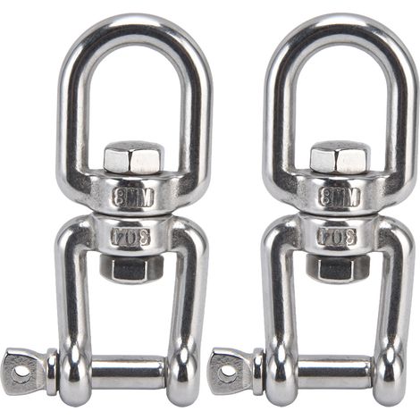 2 pièces 8mm 360 ° anneau rotatif Snap 304 acier inoxydable boeuf chaîne détachable manille crochets (1/5)