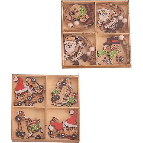 24 décorations de Noël B, pendentifs de Noël en bois, décoration pour sapin de Noël Sant (1/5)